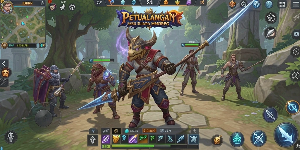 Screenshot utama IDRRP menampilkan pertarungan epik dalam game MMORPG.