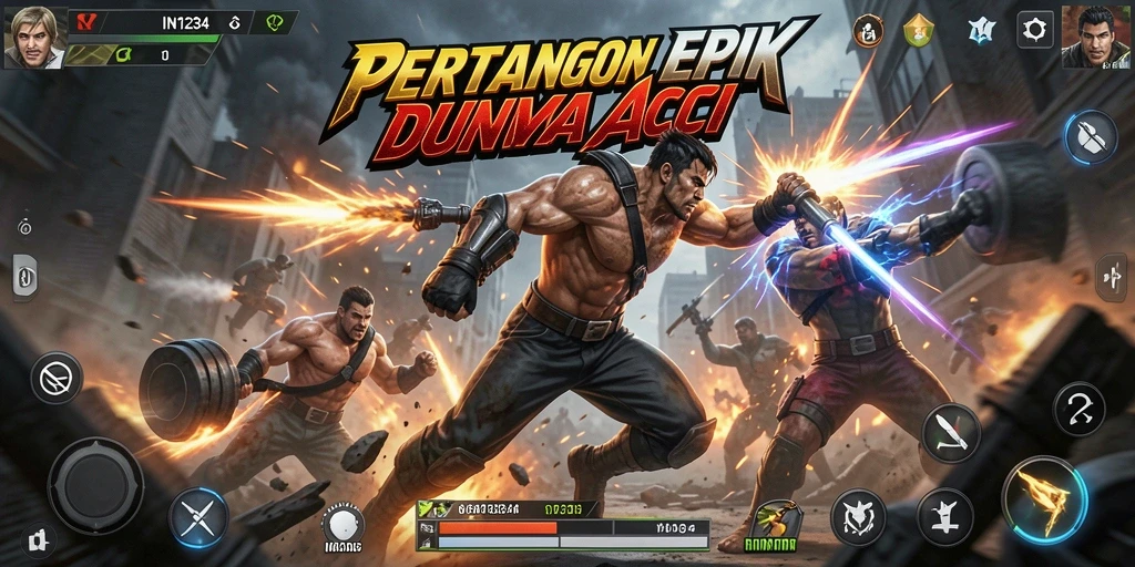 Tampilan penuh aksi dalam gameplay IN1234 yang menegangkan.