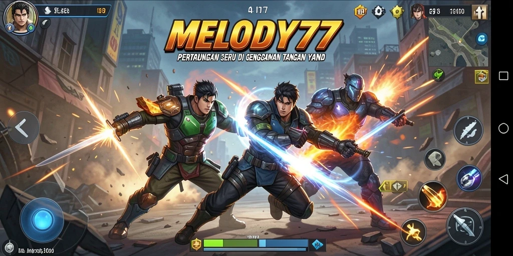 Tampilan seru gameplay MELODY77 yang penuh aksi.