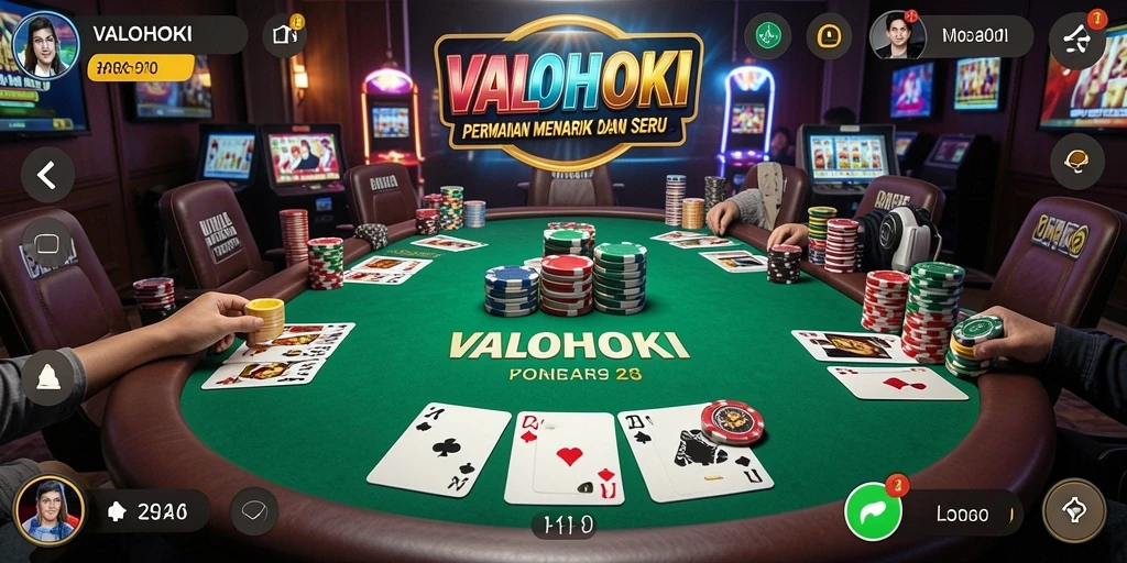 Tampilan gameplay VALOHOKI yang menampilkan aksi Poker yang mendebarkan.