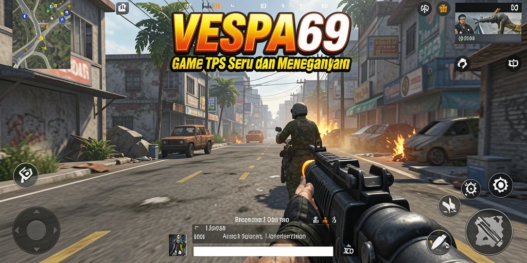 Screenshot gameplay VESPA69 menampilkan aksi tembak-menembak yang seru.